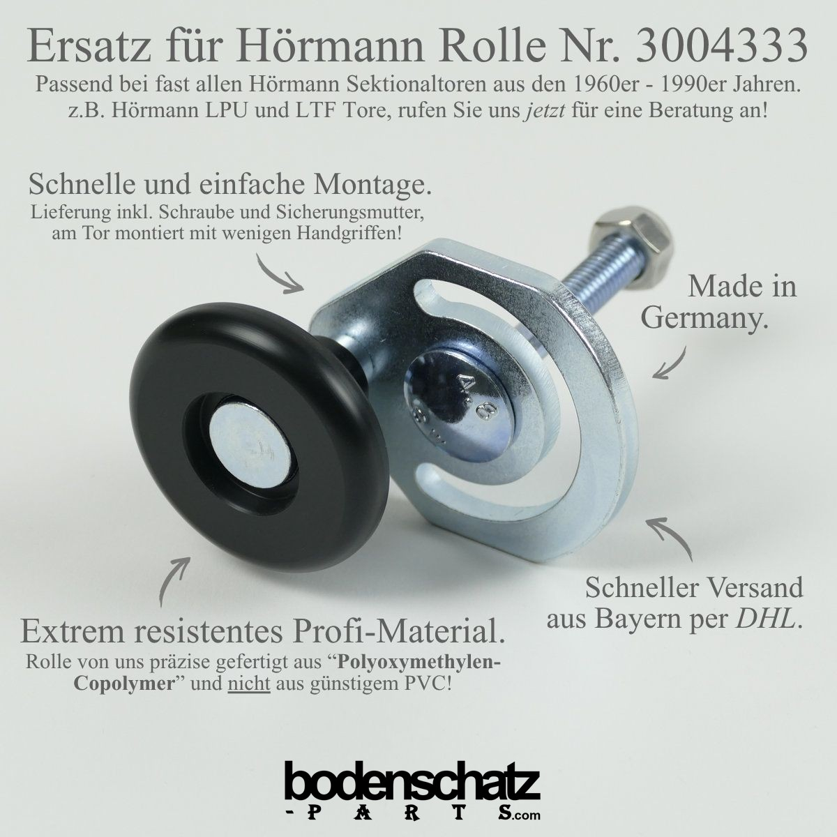 Hörmann Garagentor Rolle mit Platte 3004333 INKL. SCHRAUBE Replikation